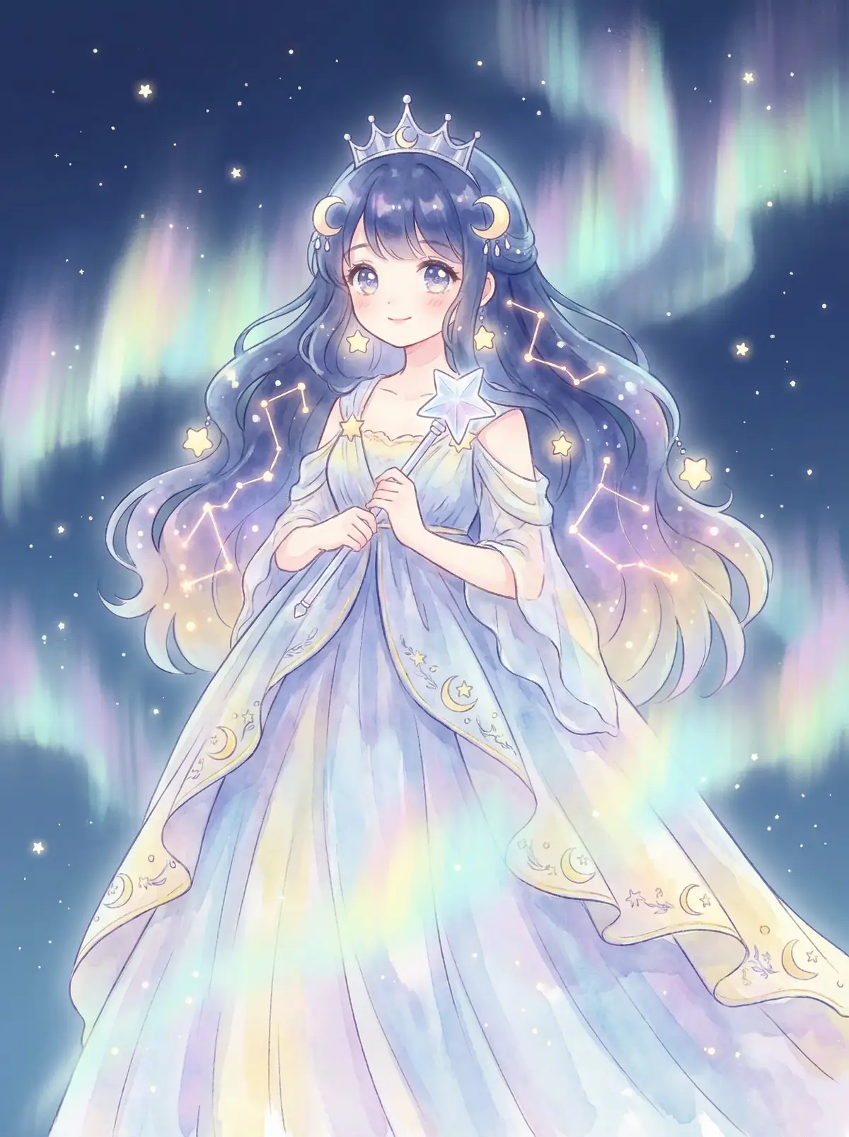 洛克王国枫雪镇怎么去 - 星辰公主希尔角色设定图，手持星光权杖